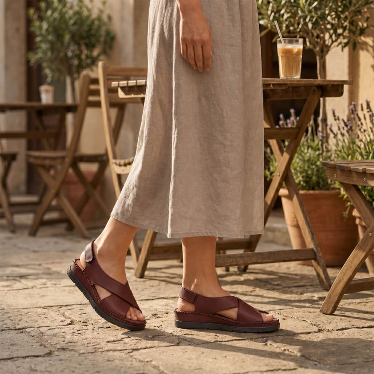 TINA-G Kadın Deri Sandalet Bordo - Forelli (1)