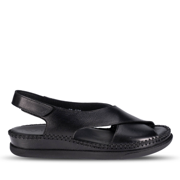 TINA-G Kadın Deri Sandalet Siyah - Forelli