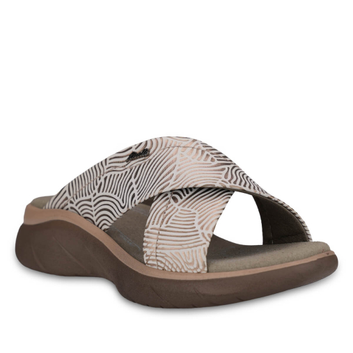 TOKYO-G Kadın Deri Terlik Bej Baskılı - 4