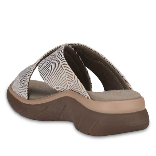 TOKYO-G Kadın Deri Terlik Bej Baskılı - 5