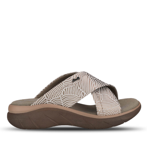 TOKYO-G Kadın Deri Terlik Bej Baskılı 