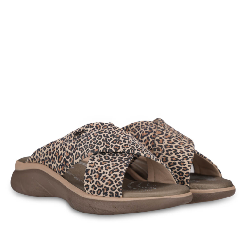 TOKYO-G Kadın Deri Terlik Bej Leopar - 3