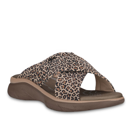 TOKYO-G Kadın Deri Terlik Bej Leopar - 4