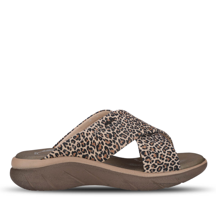 TOKYO-G Kadın Deri Terlik Bej Leopar - Forelli