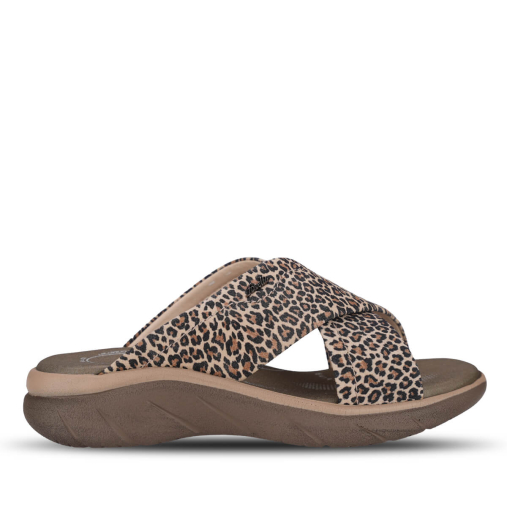 TOKYO-G Kadın Deri Terlik Bej Leopar 