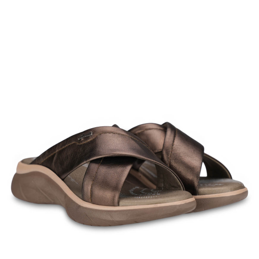 TOKYO-G Kadın Deri Terlik Bronz - 3