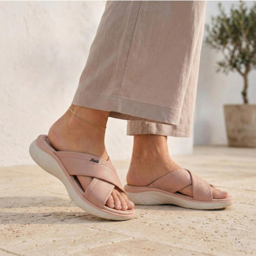 TOKYO-G Kadın Deri Terlik Pudra - Forelli (1)