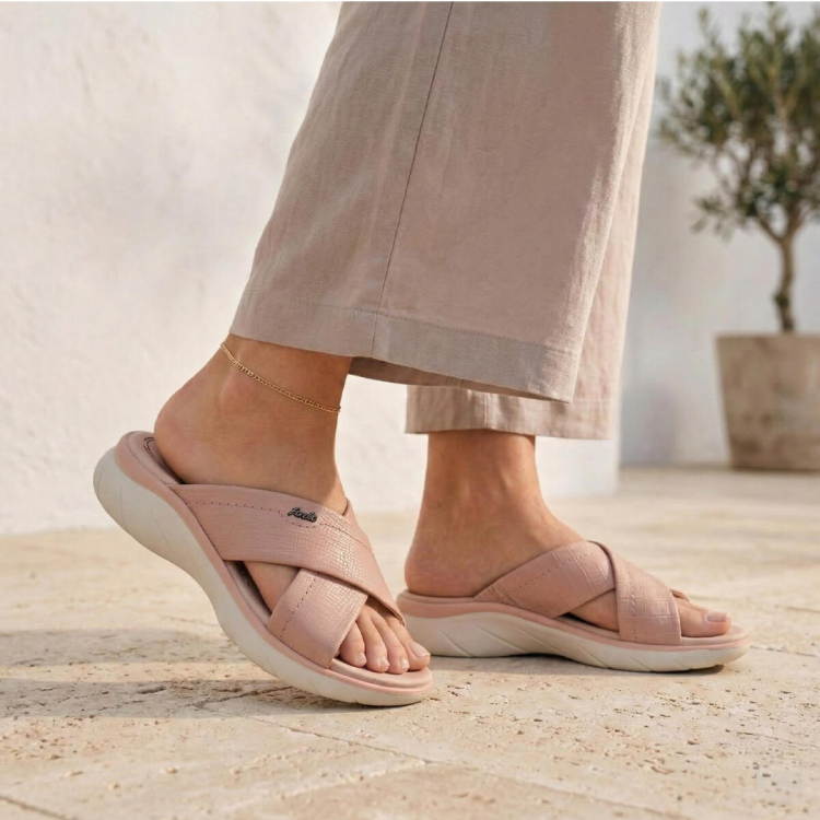 TOKYO-G Kadın Deri Terlik Pudra - Forelli (1)