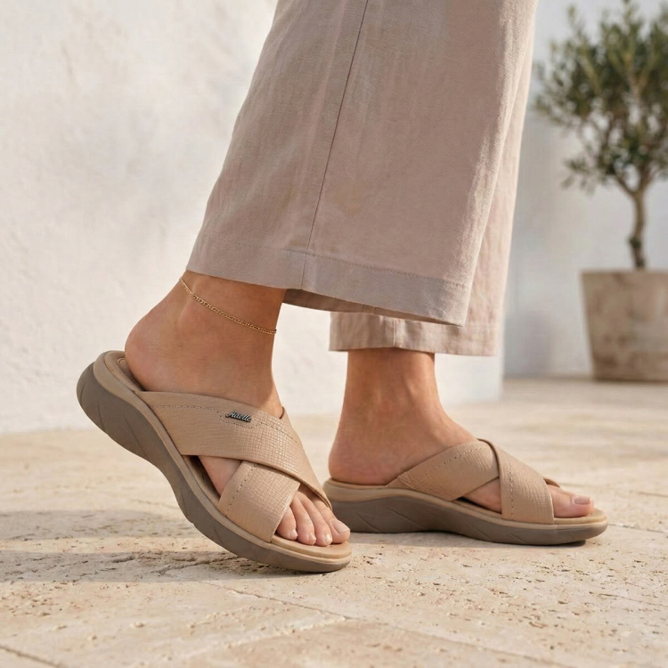 TOKYO-G Kadın Deri Terlik Vizon - Forelli (1)