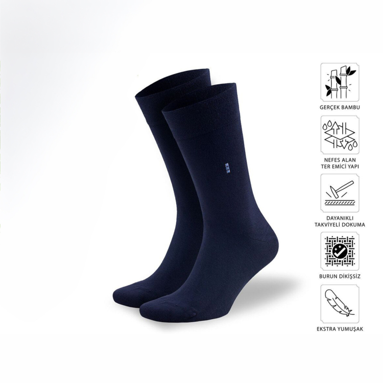 Yazlık Erkek Bambu Çorap Lacivert - 