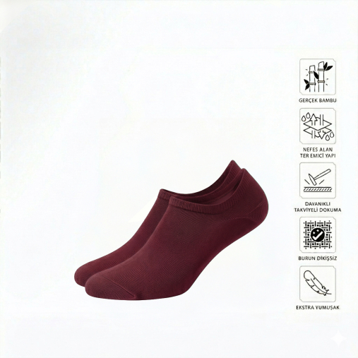Yazlık Erkek Sneaker Çorap Bordo