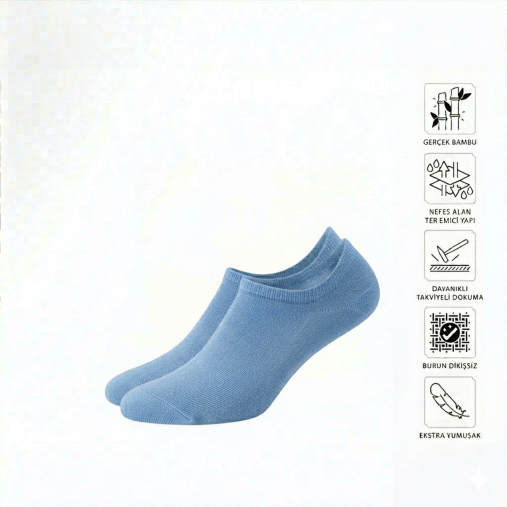 Yazlık Erkek Sneaker Çorap Mavi - 